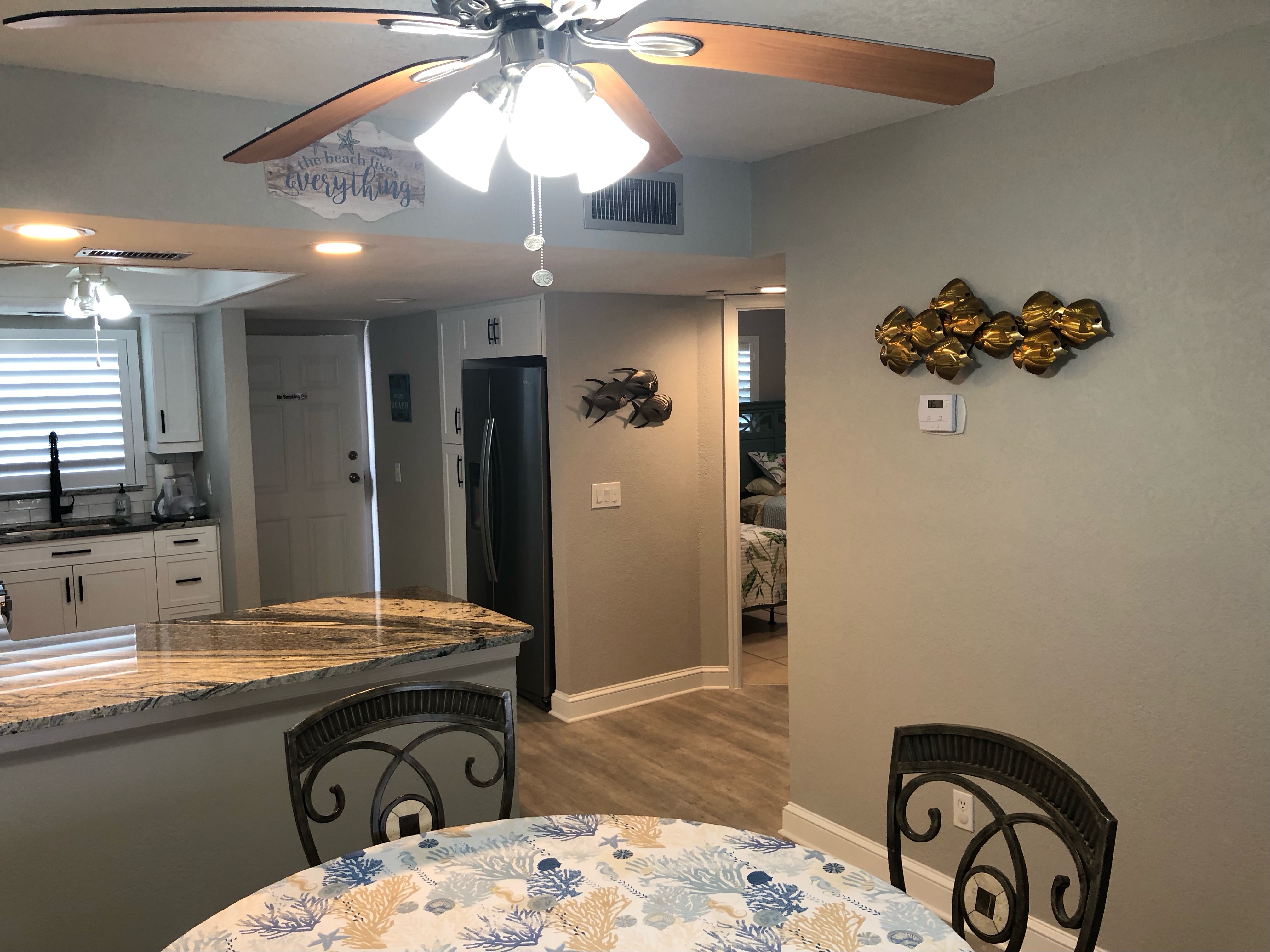 Dining area next to the kitchen with easy access and views of the ocean.